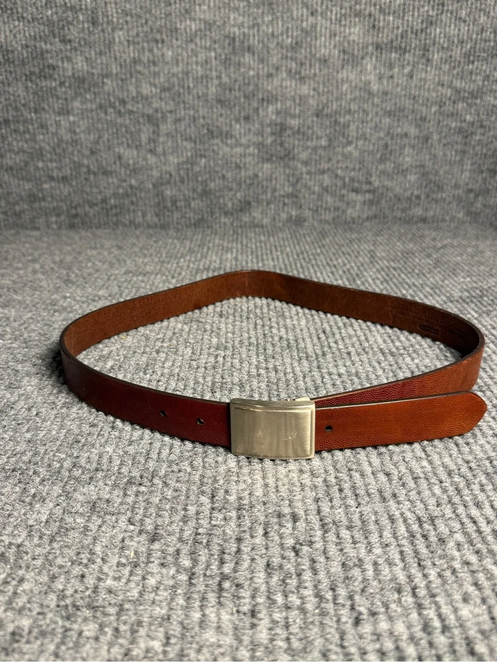 Vintage Coach 3887 Pebbled Brown Leather Belt 34 / 85 Silver Plaque Buckle USA